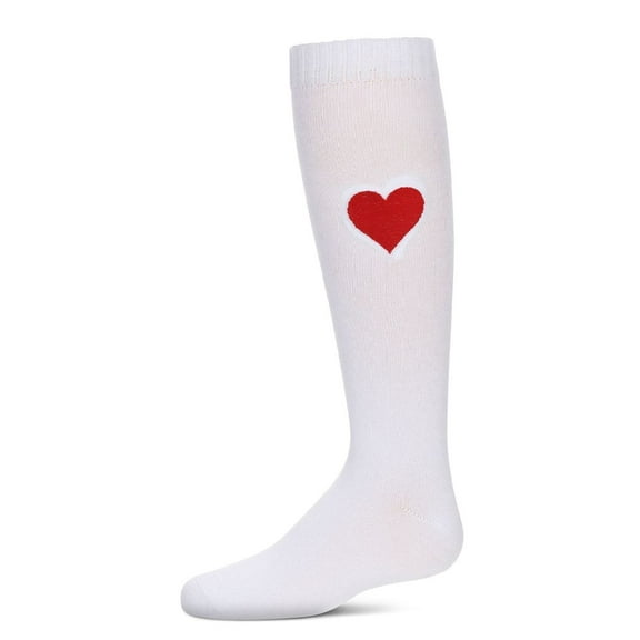MeMoi  Fuzzy Heart Knee High Socks - Girls - Female, 4, White