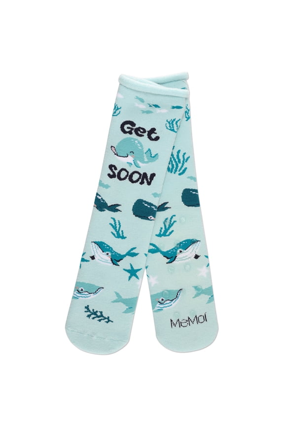 Get Whale Soon Greeting Card Crew Socks, One Size, Light Blue