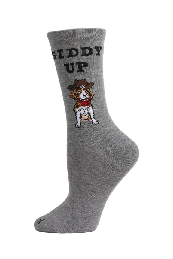 Giddy Up Pup Bamboo Blend Crew Socks - Womens - Female, One Size, Black