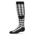 thumbnail image 1 of MeMoi Gingham Heart Cotton Blend Knee High Sock - Girls - Female, 6, Black, 1 of 7