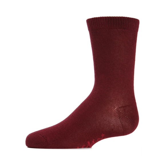 MeMoi Girls' Basic Crew Socks, Burgundy, 6
