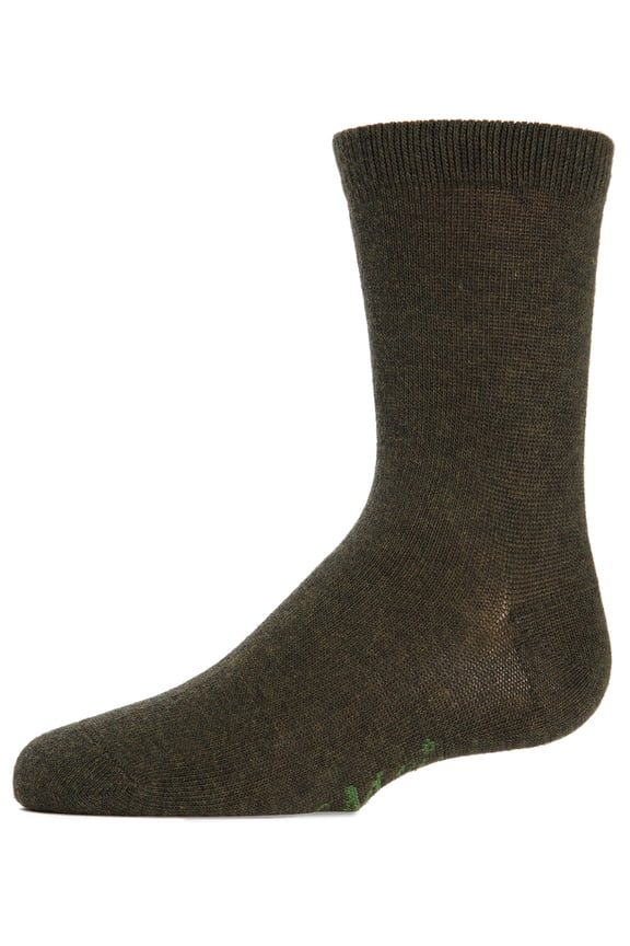Girls' Basic Crew Socks, Olive Heather, 2