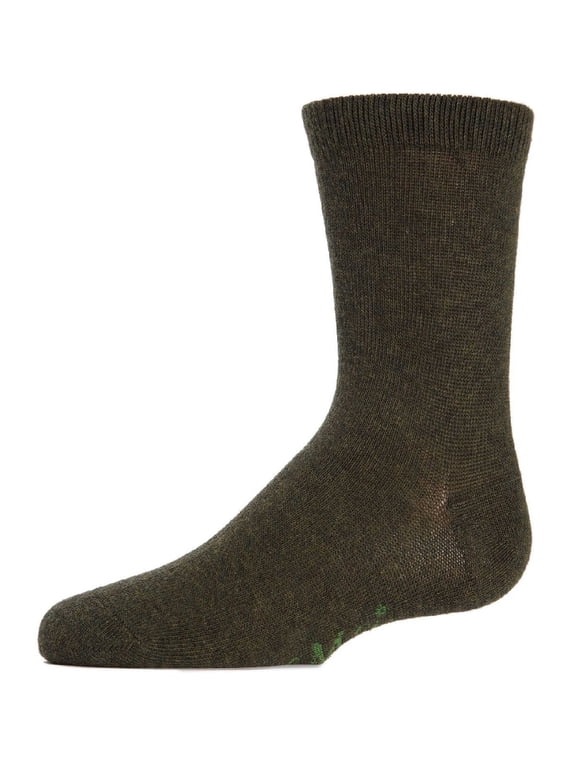 Kids' Basic Cotton Blend Crew Socks, 4, Olive Heather