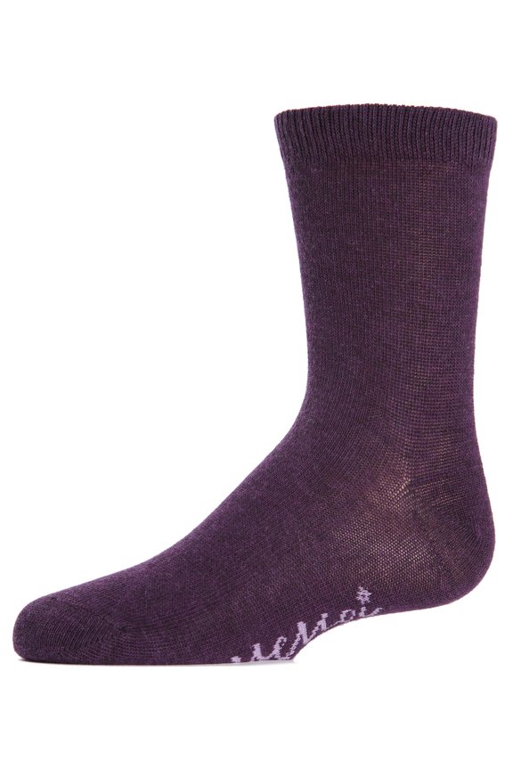 Girls' Basic Crew Socks, Plum Heather, 6