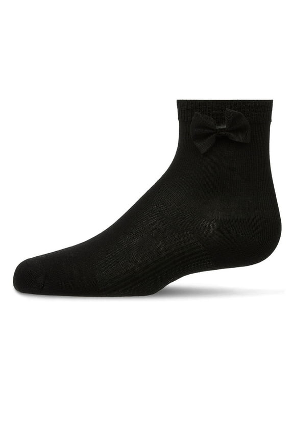 Girls Bow-Trimmed Mercerized Cotton Rich Ankle Sock - Girls - Female, 4, Black