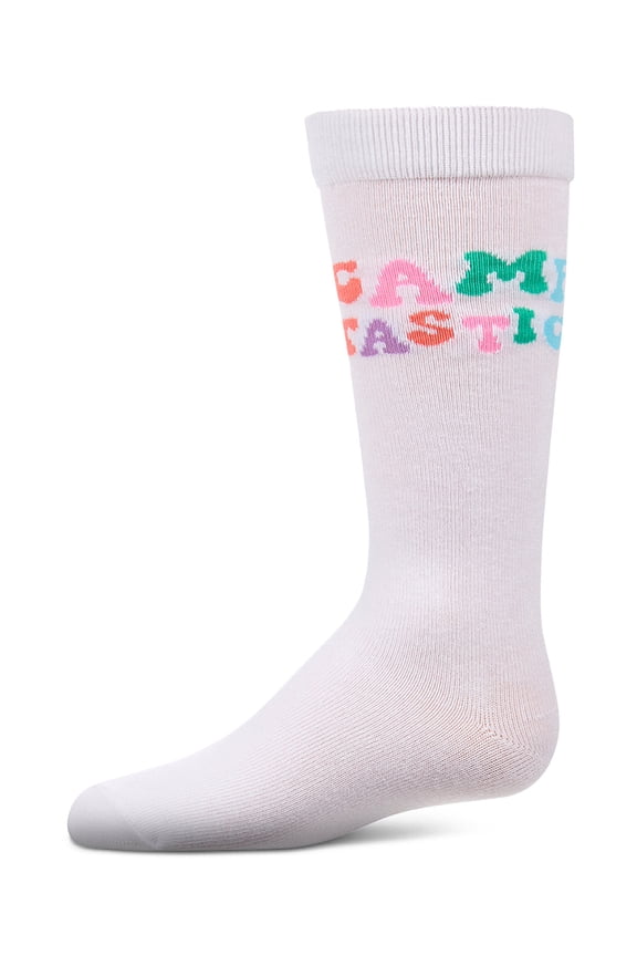 Girls "CampTastic" Cotton-Rich Camp-Themed Fine-Gauge Knee High Sock - Girls - Female, 12, White