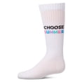 thumbnail image 1 of MeMoi Girls "Choose Summer" Ribbed Cotton Blend Knee High Sock - Girls - Female, 6, White, 1 of 3