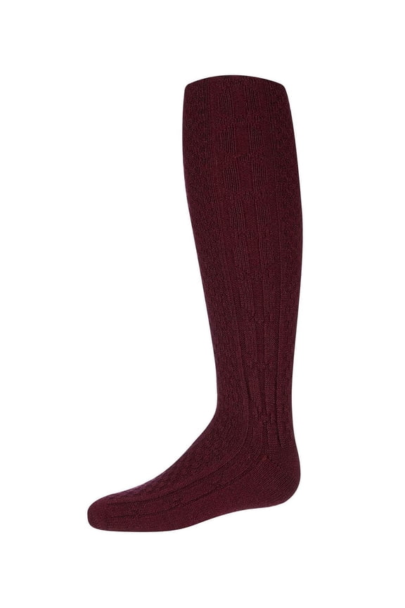 Girls Cozy Cable Ribbed Knit Knee-High Socks - Girls - Female, 8-9, Dark Maroon