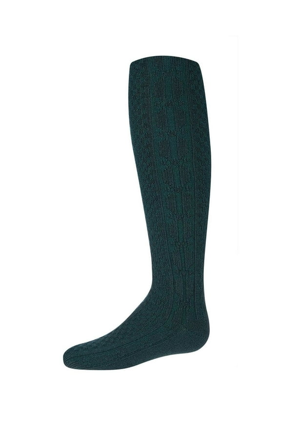 Girls Cozy Cable Ribbed Knit Knee-High Socks - Girls - Female, 9-11, Dark Hunter Green