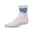 thumbnail image 1 of MeMoi Girls Colorful "Splatter Heart" Cotton Blend Novelty Crew Sock - Girls - Female, 12, White, 1 of 3
