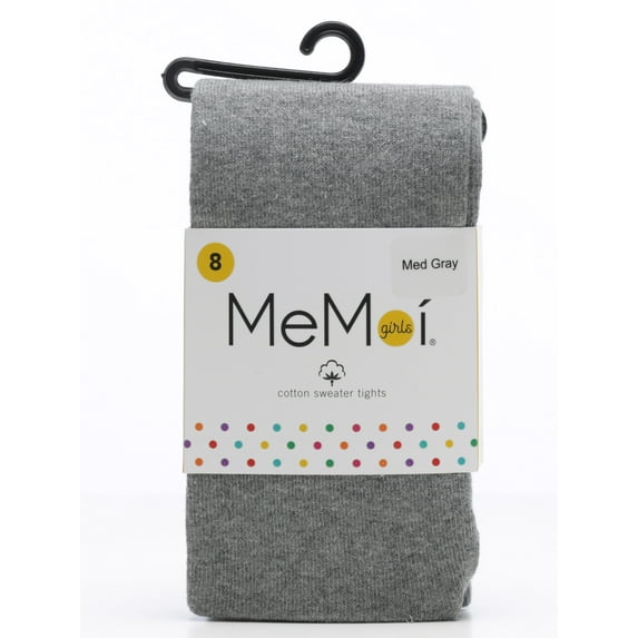 MeMoi Girls Ultra-Soft Opaque Pima Cotton-Rich Mini-Ribbed Sweater Tights - Girls - Female, 10, Medium Gray