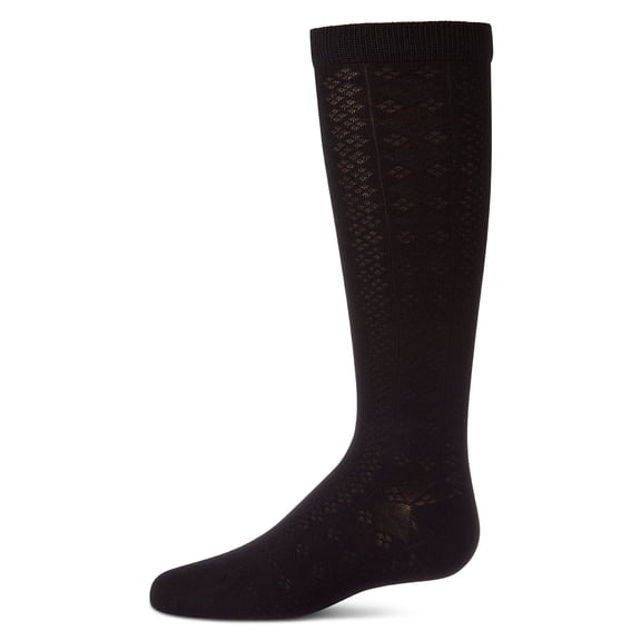 MeMoi Girls Diamond-Patterned Rayon Blend Knee Sock - Girls - Female, 8, Black