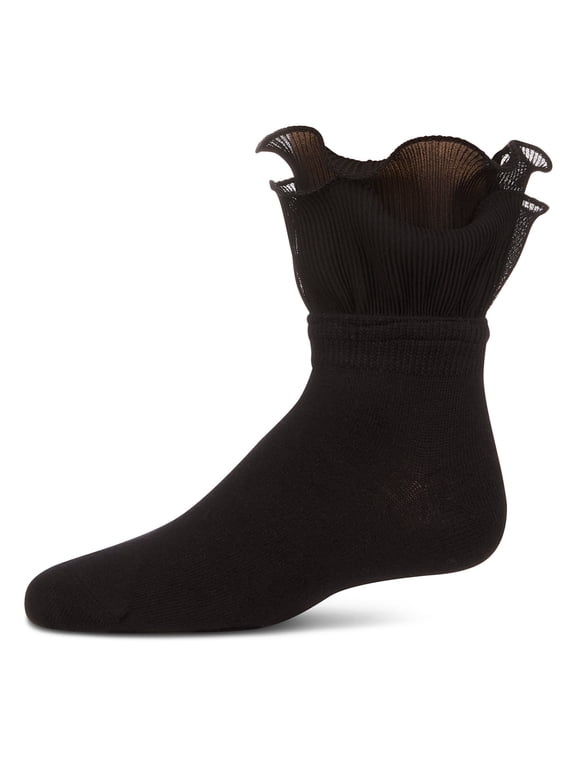 Dual Layer Ruffle Anklet Socks - Girls - Female, 8, Black