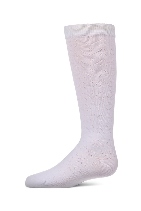 Girls Fine-Gauge Cotton-Rich Pointelle Knee High Sock - Girls - Female, 2, White