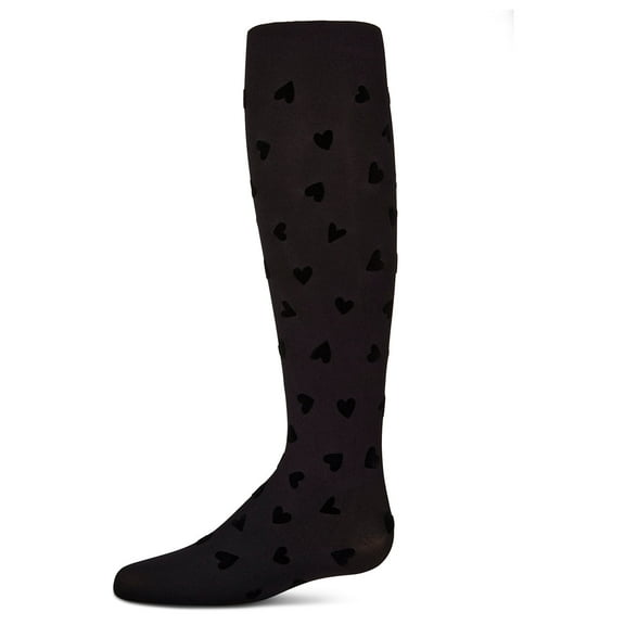 MeMoi Girls "Heart To Heart" Flocked Opaque Fashion Tights - Girls - Female, 14-16, Winter White