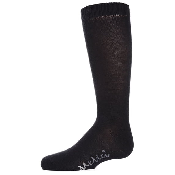 MeMoi Ribbed Classic Cotton-Rich Solid-Color Knee High Sock - Girls - Female, 6, Black
