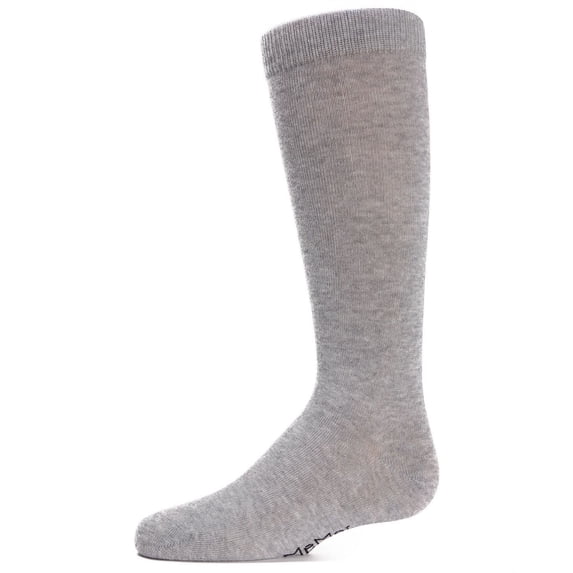 MeMoi Ribbed Classic Cotton-Rich Solid-Color Knee High Sock - Girls - Female, 12, Light Gray