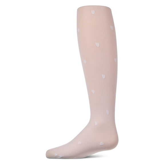 MeMoi Girls Micro-Net Fashion Tights with Knit-In Heart Design - Girls - Female, 10-12, White