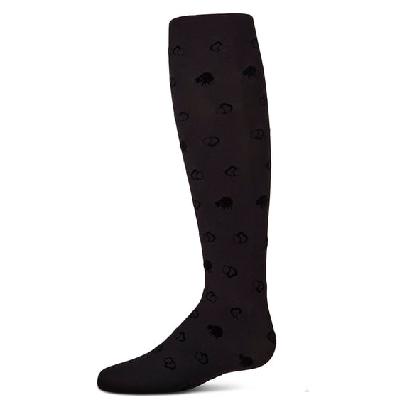 MeMoi Girls Opaque "Overlapped Heart" Flocked Tights - Girls - Female, 6-8, Black