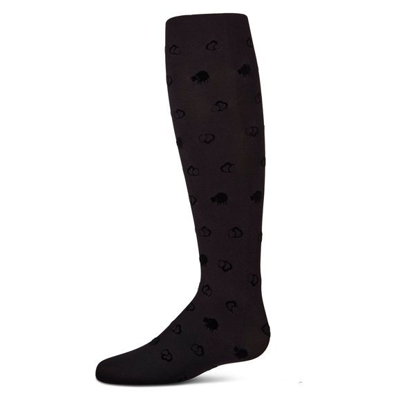 MeMoi Girls Opaque "Overlapped Heart" Flocked Tights - Girls - Female, 2-4, Black