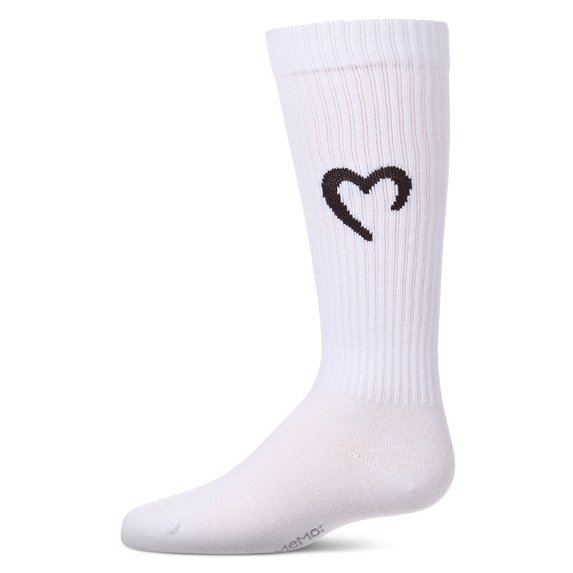 MeMoi Girls "Open Heart" Ribbed Cotton-Rich Novelty Knee High Sock - Girls - Female, 10, Denim