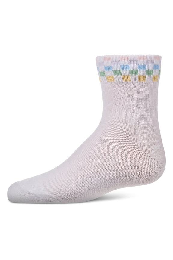 Girls "Pastel Race Car"-Themed Cotton-Rich Crew Sock - Girls - Female, 8, White