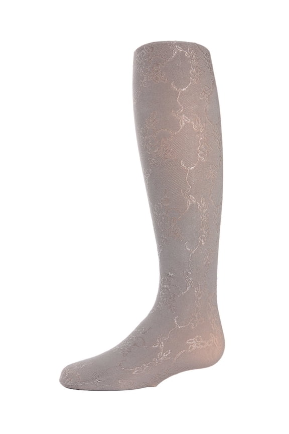 Shiny Floral Vine Tights - Girls - Female, 2-4, Black