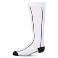 thumbnail image 1 of MeMoi Girls Sporty Stretch Cotton Logo Vertical Stripe Knee Sock - Girls - Female, 10, White, 1 of 3
