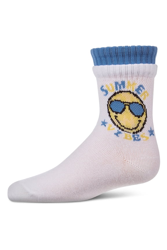 Girls "Summer Vibes" Cotton Blend Double-Layer-Look Crew Sock - Girls - Female, 10, Green