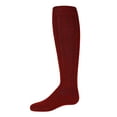 thumbnail image 1 of MeMoi Girls Wide Ribbed Cotton Blend Uniform Knee Socks - Girls - Female, 10-12, Dark Maroon, 1 of 8