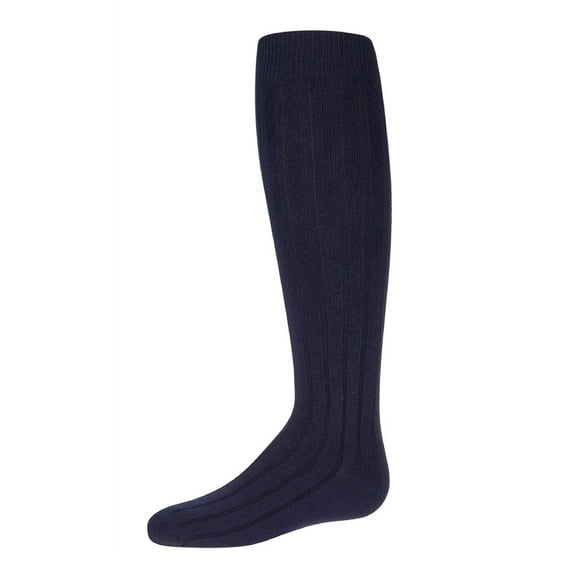 MeMoi Girls Wide Ribbed Cotton Blend Uniform Knee Socks - Girls - Female, 9-11, Navy