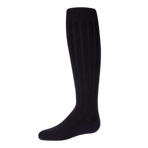 MeMoi Girls Wide Ribbed Cotton Blend Uniform Knee Socks - Girls - Female, 8-9, Black