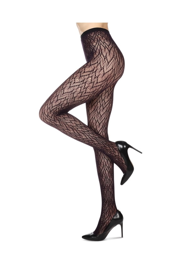 Women's Glacier Two Toned Nylon Net Tights - Womens - Female, Small/Medium, Black