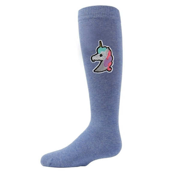 MeMoi Glitter Unicorn Knee-High Socks - Girls - Female, 2, Denim