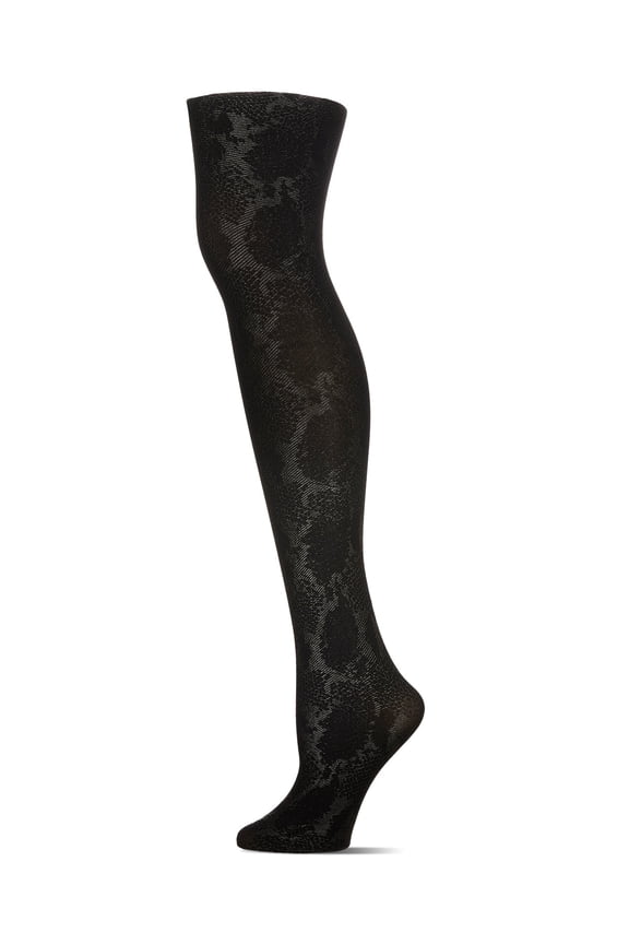 Women's Glitzy Python Opaque Nylon Tights - Womens - Female (Small/Medium, Black)