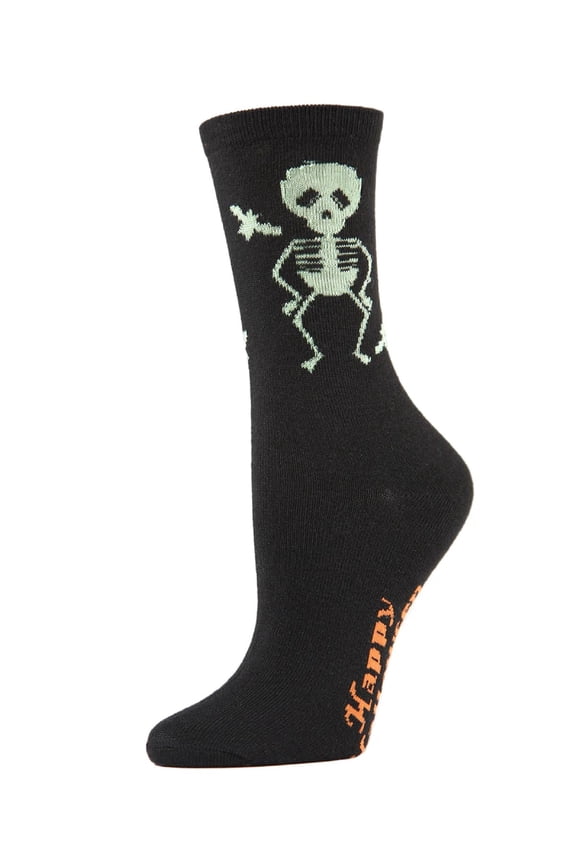 Glow in the Dark Skeleton Crew Socks - Womens - Female, 9-11, Black