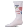 thumbnail image 1 of MeMoi Girls "Good Time" Cotton-Blend Floral-Trim Novelty Knee High Sock - Girls - Female, 8, White, 1 of 3