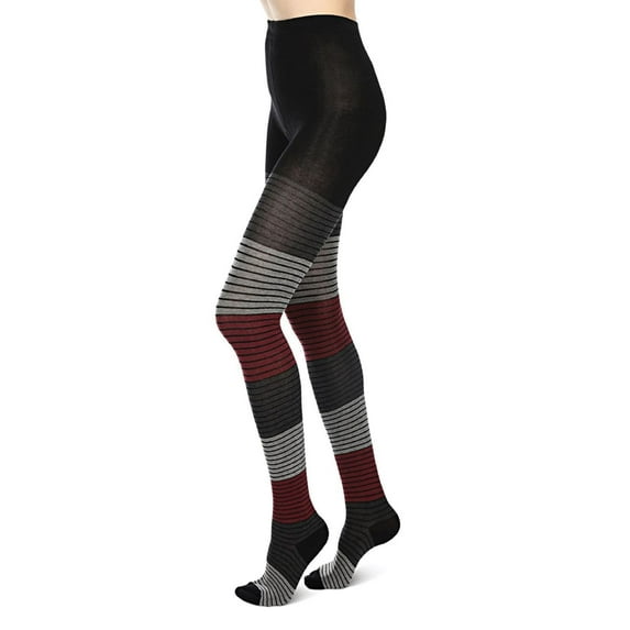 MeMoi Gradient Stripes Sweater Tights - Womens - Female (Medium/Large, Wine)