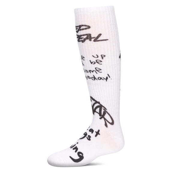 MeMoi Graffiti Knee High Socks - Girls - Female, 12, White