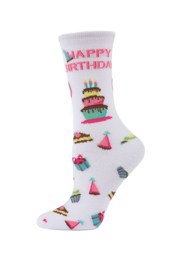 Happy Birthday Bamboo Blend Crew Novelty Socks - Womens - Female