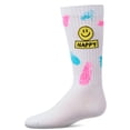 thumbnail image 1 of MeMoi Girls "Happy Face" Cotton-Blend Knee High Sock with Splatter Graphics - Girls - Female, 6, Neon Yellow, 1 of 4