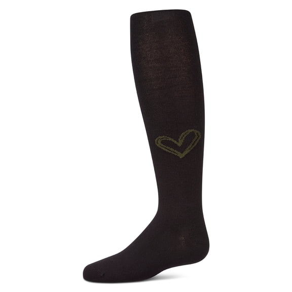 MeMoi Heart Pop Cotton Tights - Girls - Female, 10, Black-Olive
