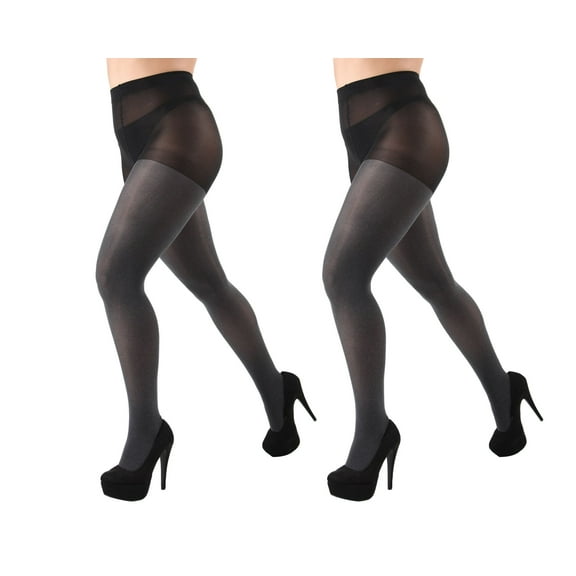 MeMoi Heather/Heather Control Top Tights 2 Pack - Womens - Female, Q1/Q2, Gray Heather-Gray Heather