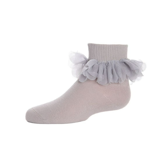 MeMoi Hello Darlin' Flower Petal Cotton Blend Anklet Socks - Girls - Female, 0, Silver Cloud