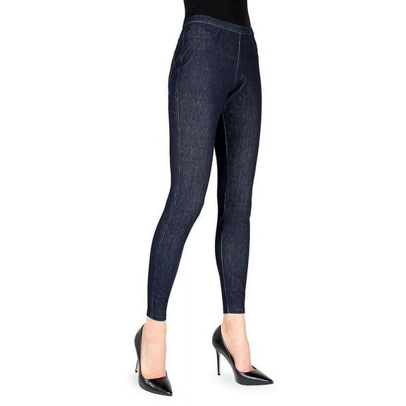 MeMoi High-Waisted Skinny Jean Leggings - Womens - Female (Medium/Large, Blue)