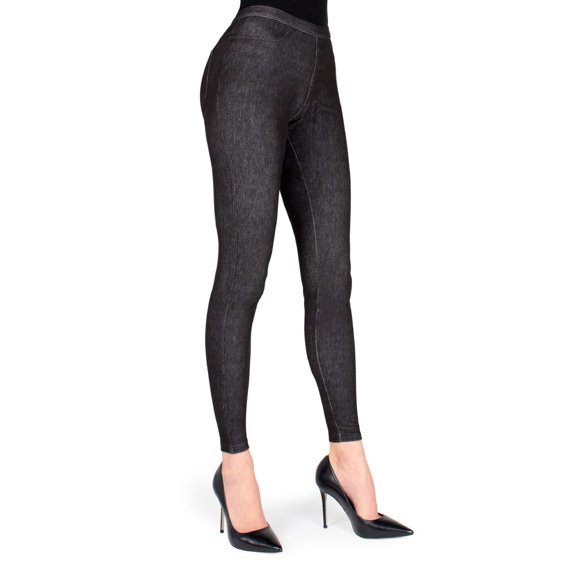 MeMoi High-Waisted Skinny Jean Leggings - Womens - Female (Medium/Large, Black)