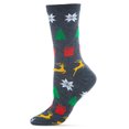 thumbnail image 1 of MeMoi Women's Holiday Icons Crew Socks - Womens - Female, 9-11, Charcoal Heather, 1 of 3