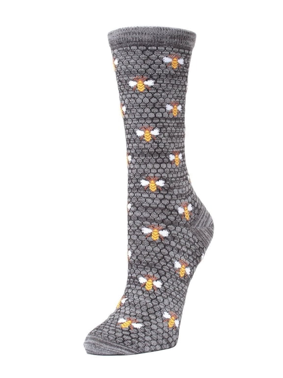 Honey Bee Bamboo Blend Crew Socks - Womens - Female, 9-11, Asphalt