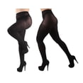 thumbnail image 1 of MeMoi Honey Bee/Solid Control Top Tights 2 Pack - Womens - Female, Q1/Q2, Black-Black, 1 of 3