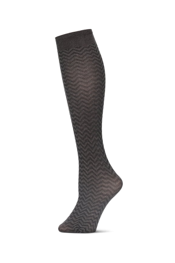 Women's Horizontal Zag Opaque Knee High Socks - Womens - Female, One Size, Plum Heather